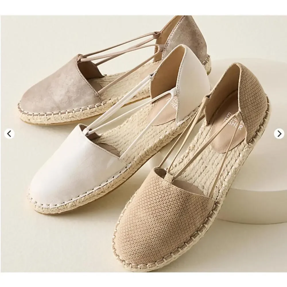 Eileen Fisher Lee d’Orsay Beige Espadrille Flats Women’s Size 7.5 New w/o‎ Tags